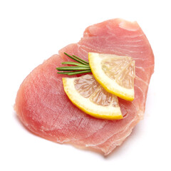 Wall Mural - Fresh tuna Fish steak isolated on a white background