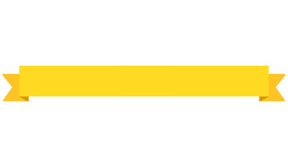 yellow ribbon banner illustration isolated on white and transparent background. minimalism flat styl