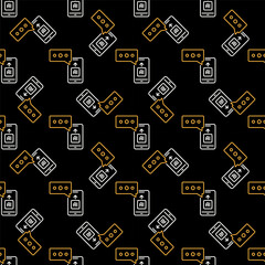 Poster - AI Chat on Smartphone vector linear dark seamless pattern