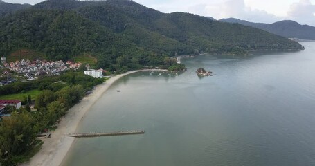 Poster - Aerial view of Teluk Bahang. Fishing village in Malaysia