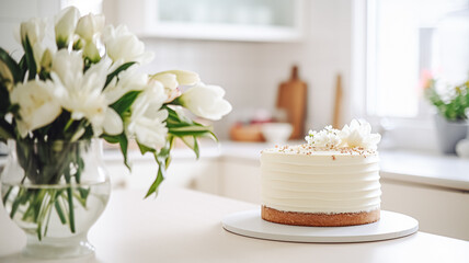 Wall Mural - Homemade birthday cake in the English countryside house, cottage kitchen food and holiday baking recipe