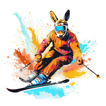 Bunny Print, Snowboarder On Snowboard