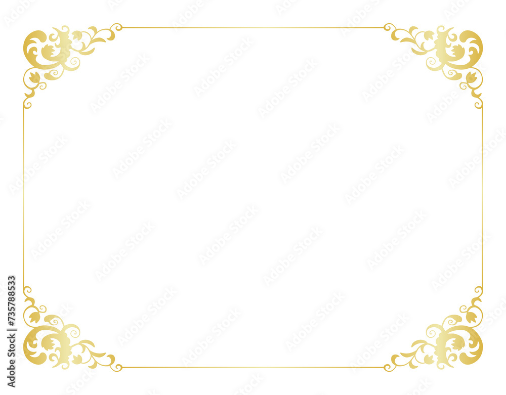 金色（ゴールド）の装飾フレーム枠 Stock Illustration | Adobe Stock