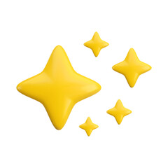 Wall Mural - vector 3d gold sparkle star set on white background. cute realistic cartoon 3d render, five glossy y