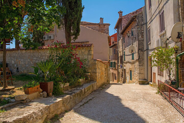 Wall Mural - A quiet back street in the historic centre of the medieval coastal town of Rovinj in Istria, Croatia