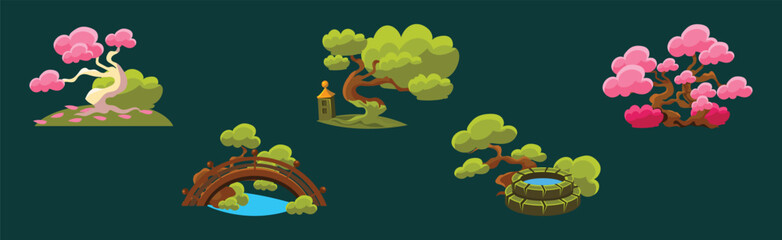 Poster - Fantasy Trees and Fairytale Nature Landscape Element Vector Set