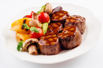 Wall Mural - Medallions of veal with grilled vegetables