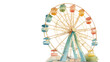 © Pro Hi-Res - Watercolor vintage ferris wheel isolated on white background. Hand drawn illustration.