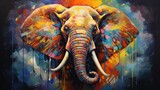 Fototapeta Dziecięca - Vibrant elephant art: stunning colorful painting with abstract background - perfect for creative projects! | adobe stock