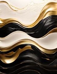 Wall Mural - Textured and Refined Black and Gold Wavy Liquid Design Digital Generative AI