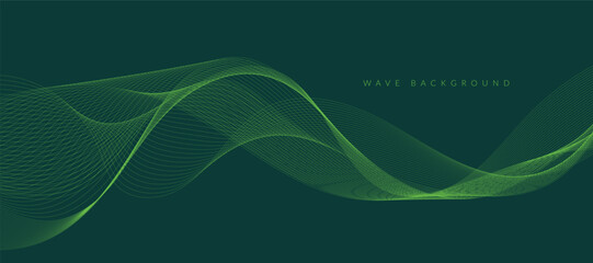 Canvas Print - Abstract vector background with smooth color wave. Smoke wavy lines. Vector dark green waves background	
