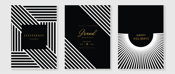 luxury invitation card background vector. white geometric shape, lines on dark background. premium d