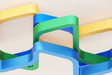 Poster - 3d illustration of a colorful stripes . geometric stripes similar to waves. abstract crossing lines 