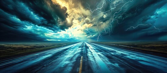 Wall Mural - A picture of a stormy road.