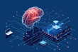 Brain implant chip, Scheme, Illustrating, Explaning, Smartphone, Communication, WIRELESSY COMMUNICATION BETWEEN CHIP AND A TECHNOLOGICAL DEVICE. Neural implant chip application (concept Art).