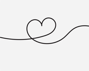 Poster - One continuous drawing of heart and color shape love sign. Thin contour and romantic symbol for greeting card and web banner in simple linear style. Editable stroke. Doodle outline vector. Vector file