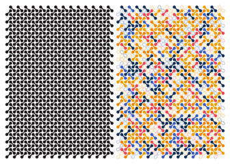 Poster - Seamless background metaball pattern with colorful and black organic lines isolated on the background. Abstract minimalist blob texture element. Geometric vector illustration