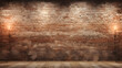 A photo of a vinyl backdrop with a vintage brick wall warm spotlight,,
Textured brick wall with ambient lighting
