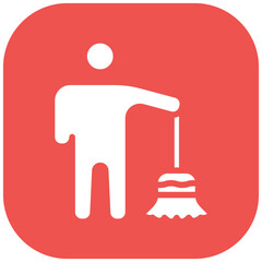 Poster - Man Sweeping Floor vector icon illustration of Housekeeping iconset.