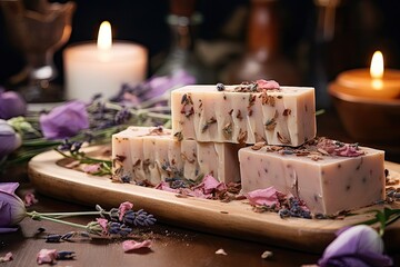 Homemade Herbal Soap with Flower Petals