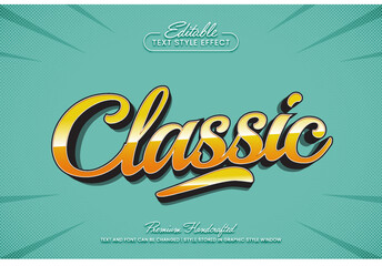 Poster - Retro classic 3D vector text effect graphic style. Editable vector headline and title template.