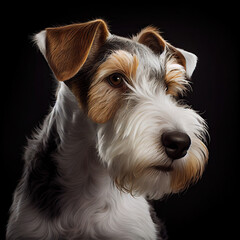 Sticker - Elegant Wire Fox Terrier Portrait with Dark Background