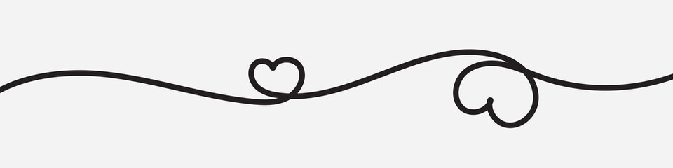 Poster - Heart shape. Continuous linear art doodle drawing vector illustration. Love one line symbol. Heart Vector 