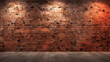 A photo of a vinyl backdrop with a vintage brick wall warm spotlight,,
brick wall with vintage lamp light background Pro Photo

