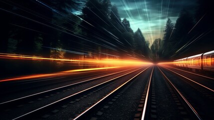 Wall Mural - Trails of light: nighttime impressions of a moving train