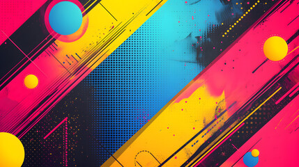 Wall Mural - Retro modernist minimal pop art style abstract colorful vibrant seamless background wallpaper