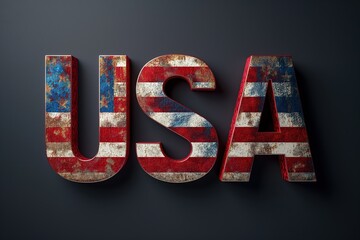 the word USA made up of individual American flags.