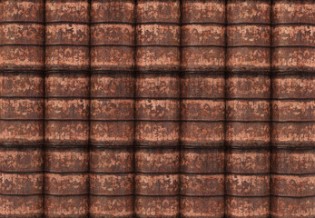 A wall of rusty barrels. It can be used to display the concept of recycling used containers. 3D Illustration.