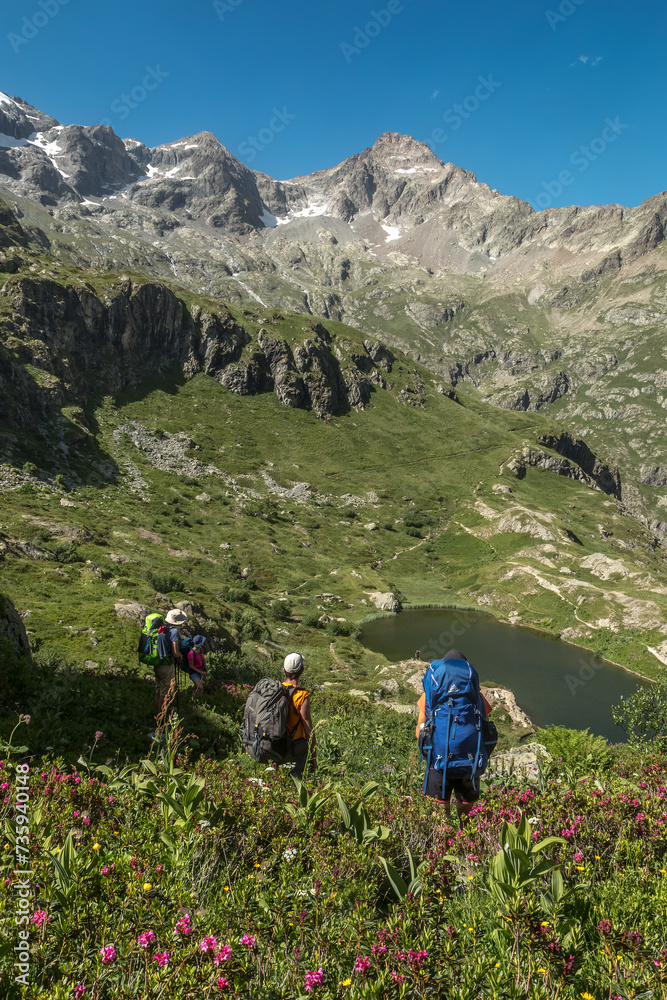 Paysage du Valgaudemar en été , randonnée au Lac du Lauzon , Hautes ...