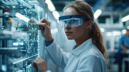 Poster - Facility Manager using AR-glasses and AR-technology to fix a machine in a pharma company. Generative AI.