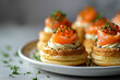 mini Tartlets with cream cheese salmon and caviar