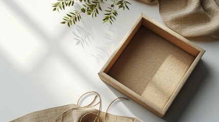 Poster - A cardboard box on a white background. A mockup for design purposes