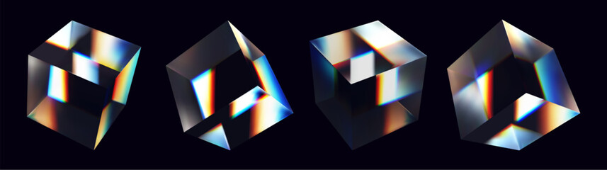 Vector glass 3d cube.