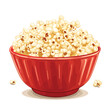 Vector cartoon plastic bowl with popcorn isolated.