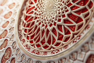 elegant scarlet and cream islamic ornament wallpapers desktop with curved pattern