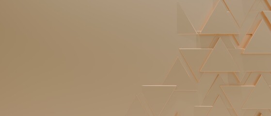 Wall Mural - Wide Gold Triangle Geometric Background With Copy Space. 3d Illustration