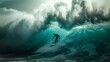 大波に乗るサーファー　サーフィン