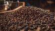 A mound of freshly roasted coffee beans exudes an enticing aroma, hinting at a symphony of flavors. Rich hues and a glossy sheen adorn each bean, promising a brew brimming with complexity and depth