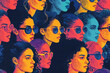 © Mihai Zaharia - Colorful Montage of Women's Profiles. Generative AI