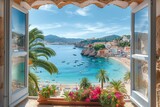 Fototapeta  - Panoramic showing of a seascape with blue sky above sunlights professional photography