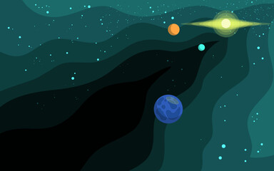 Wall Mural - vector space background . cute flat style template with stars in outer space