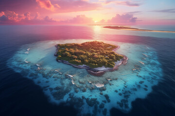 Wall Mural - Tropical atoll island in ocean