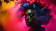 © Odisdca - Humo de neón alrededor de una hermosa mujer negra, desde las cenizas, colores vibrantes