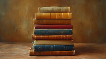 Aufkleber - Brown background with stacks of books. World Book Day poster.