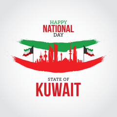 Wall Mural - Kuwait National Day Celebration Vector Illustration. Suitable for greeting card, poster and banner. Nationality and patriotism for Kuwait Design vector concept.