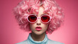© EvhKorn - fashion model in pink sunglasses on pink background